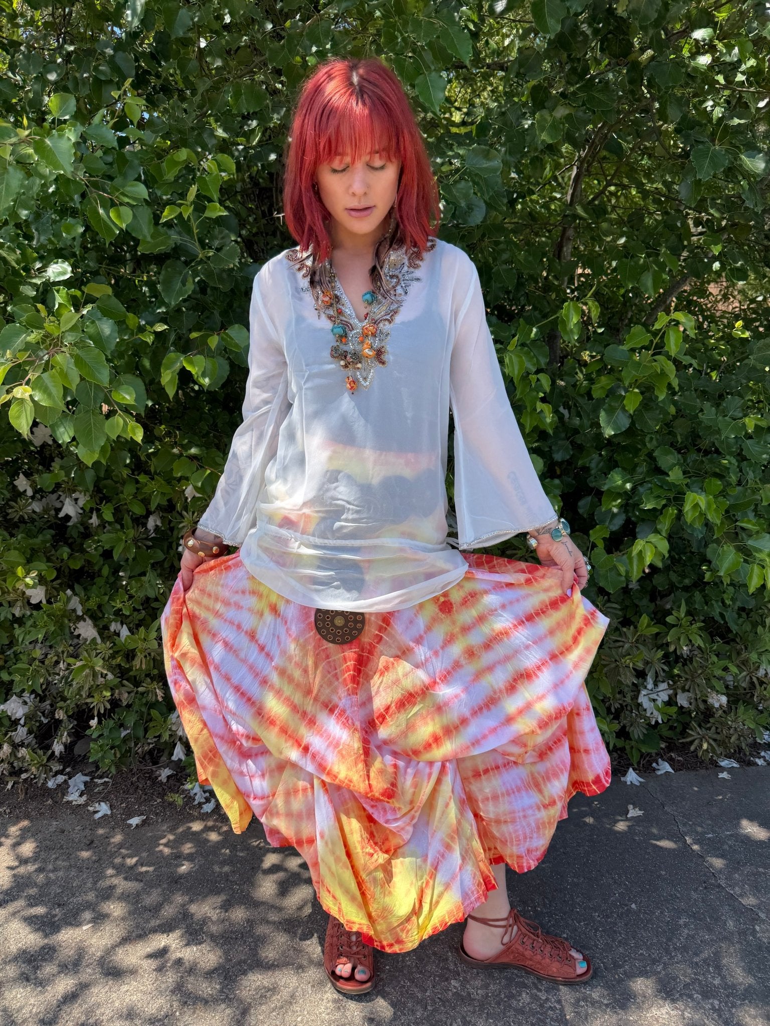 Funky Bubble Skirt in Orange & White - ivyandlavyboutique LA Skirts