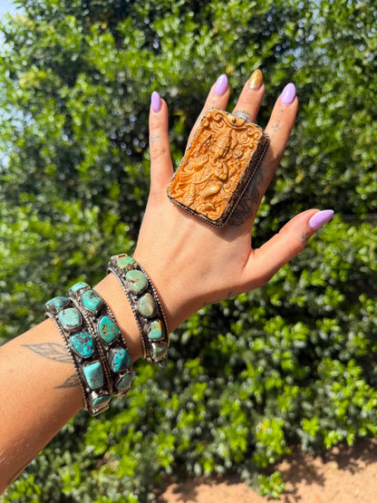 Ganesha Carved Resin BIG Ring - ivyandlavyboutique ivyandlavyboutique