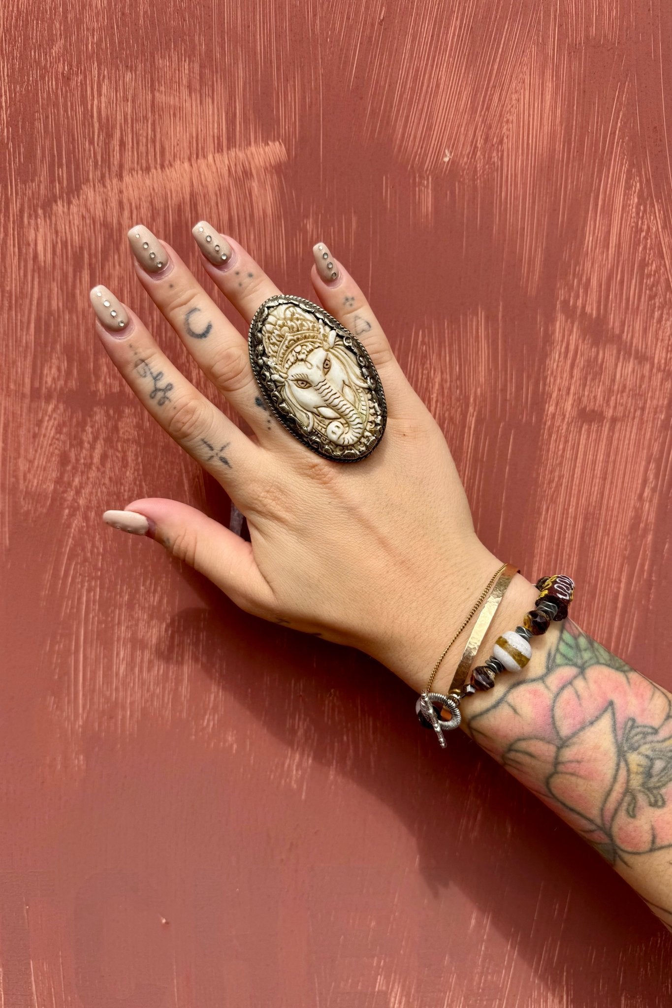Ganesha Carved Statement Ring - ivyandlavyboutique ivyandlavyboutique