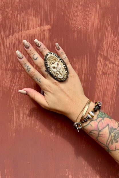 Ganesha Carved Statement Ring - ivyandlavyboutique ivyandlavyboutique