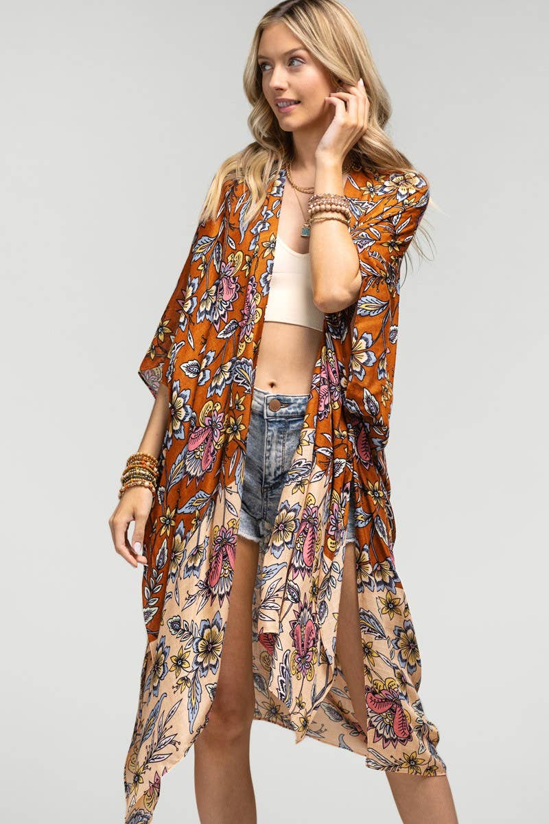 Garden Floral Print Kimono - ivyandlavyboutique Urbanista