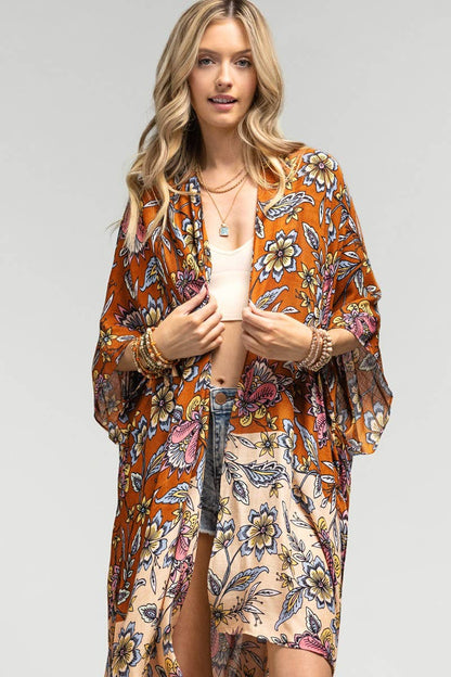 Garden Floral Print Kimono - ivyandlavyboutique Urbanista