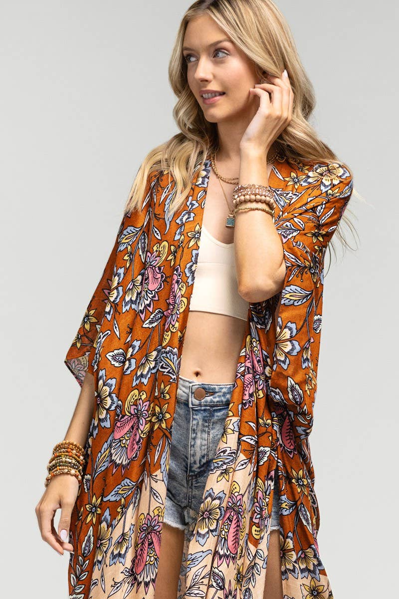 Garden Floral Print Kimono - ivyandlavyboutique Urbanista