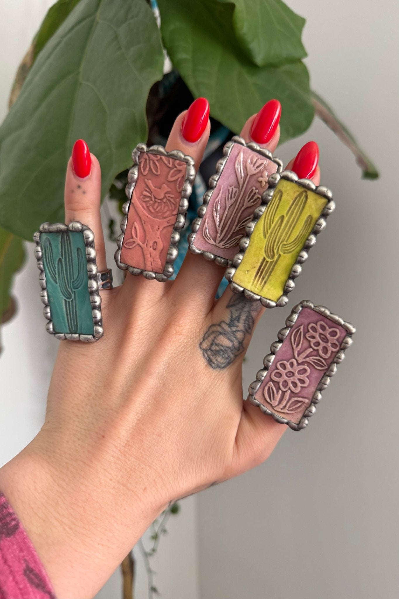 Garden Party Floral Pottery Ring - ivyandlavyboutique Art by Amy