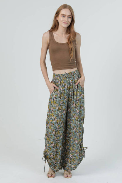 Garden Prance Side Tie Pant - ivyandlavyboutique ANGIE