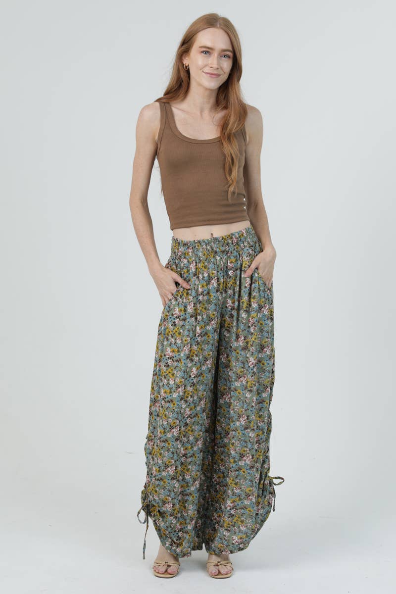 Garden Prance Side Tie Pant - ivyandlavyboutique ANGIE