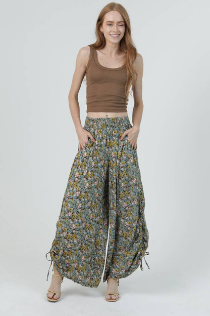 Garden Prance Side Tie Pant - ivyandlavyboutique ANGIE