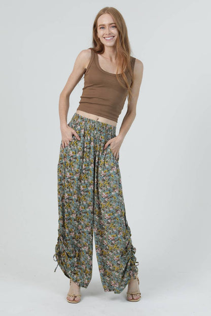 Garden Prance Side Tie Pant - ivyandlavyboutique ANGIE