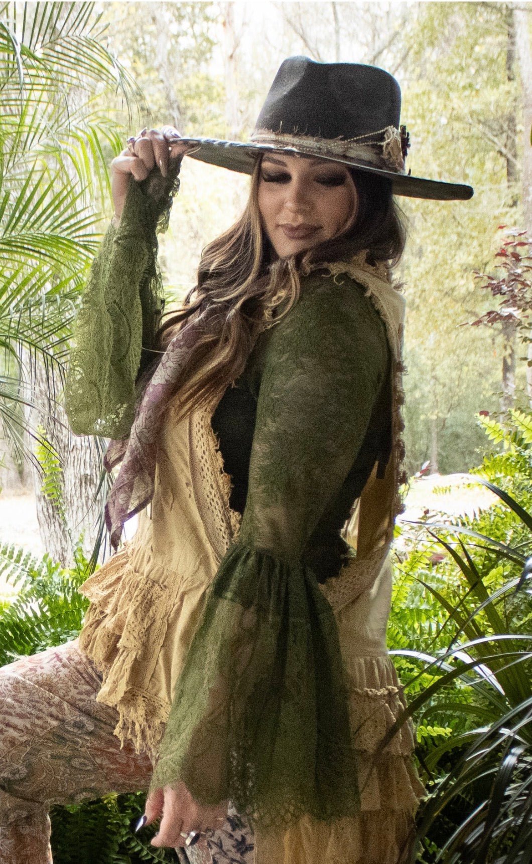 Garden Tea Lace Top - Olive - ivyandlavyboutique Jaded Gypsy