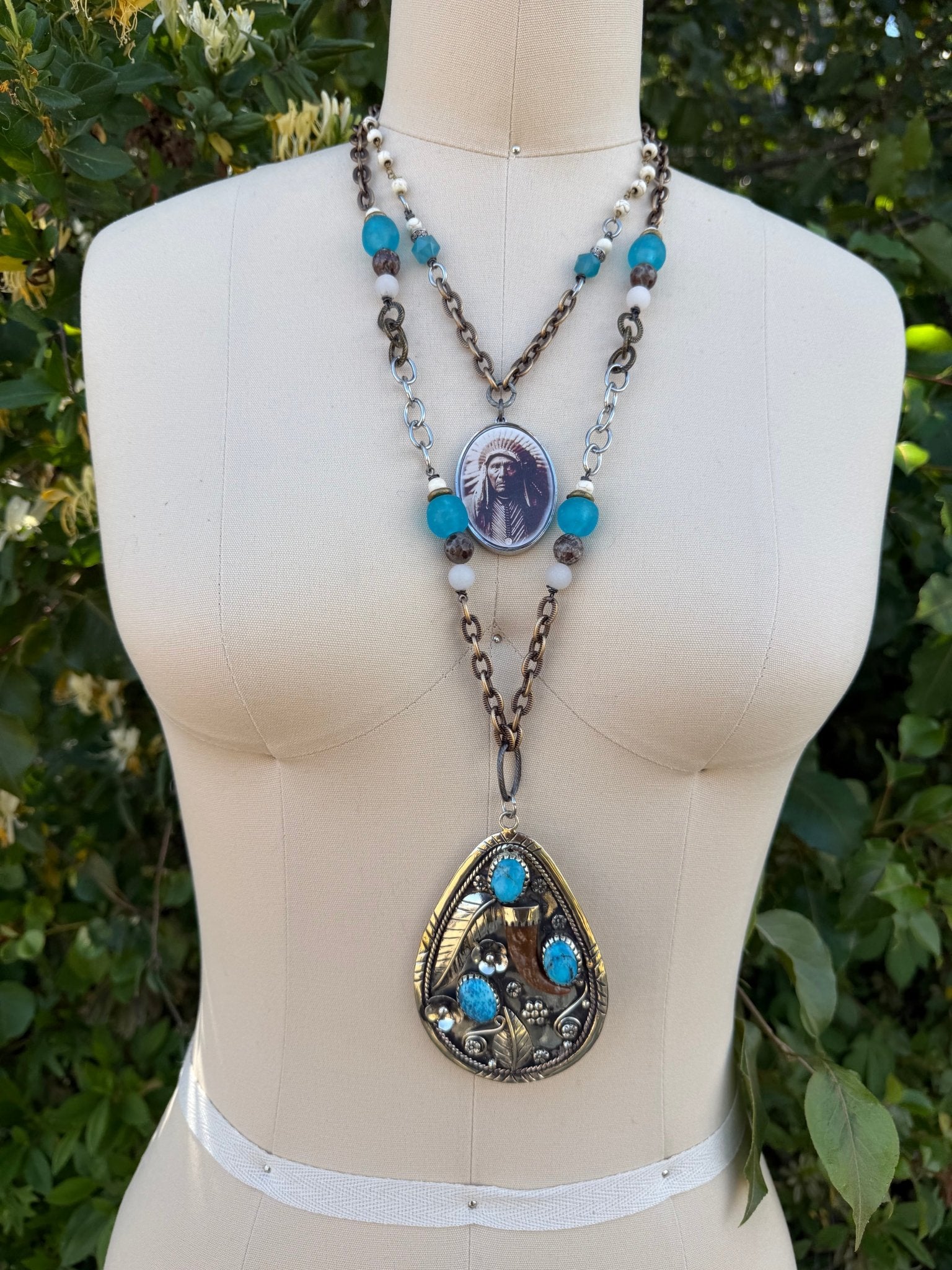 Gem Plated Pendant Handmade Necklace - ivyandlavyboutique ivyandlavyboutique