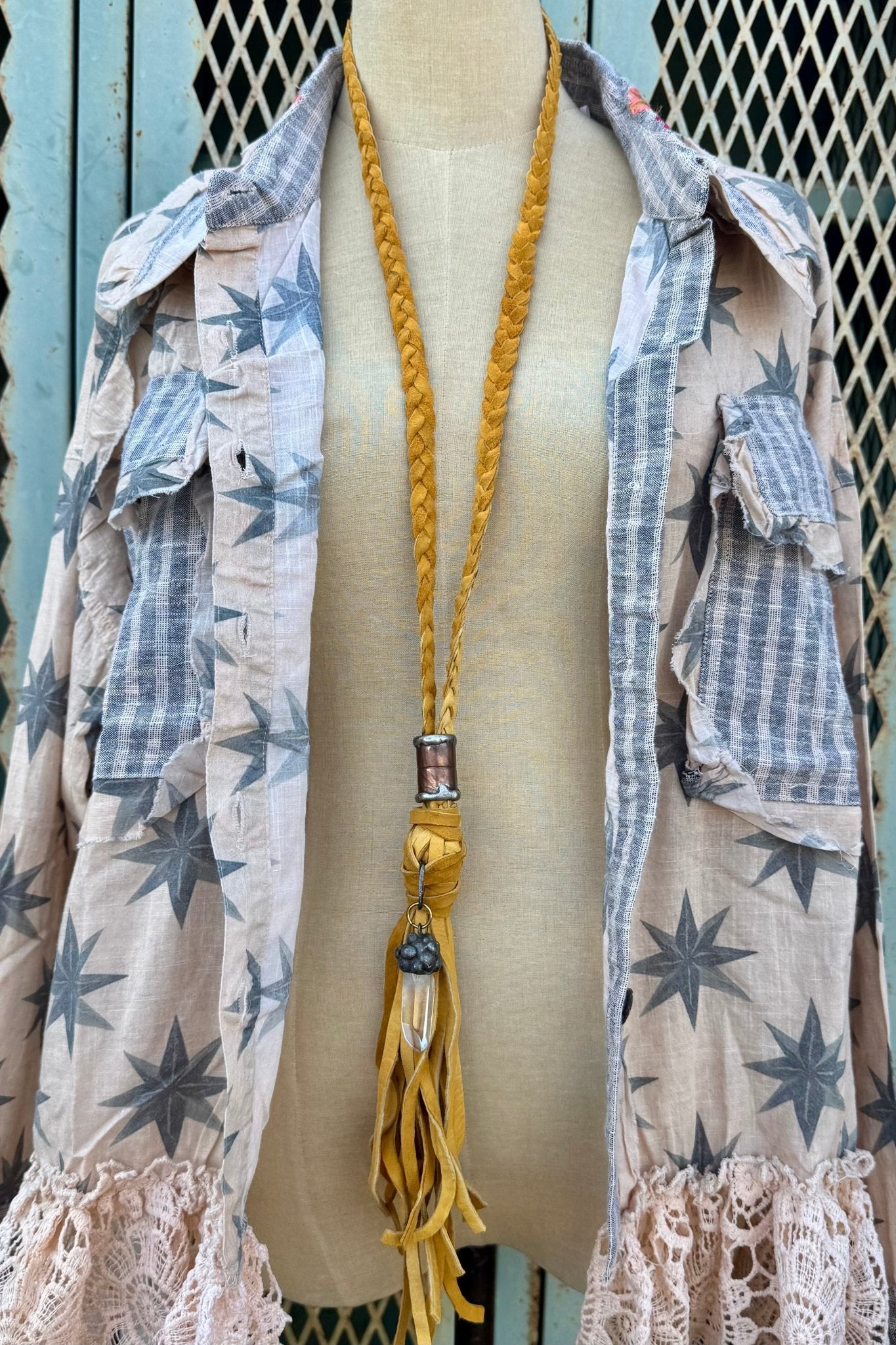 Gemstone Boho Braided Leather Tassel Necklace - ivyandlavyboutique Art by Amy