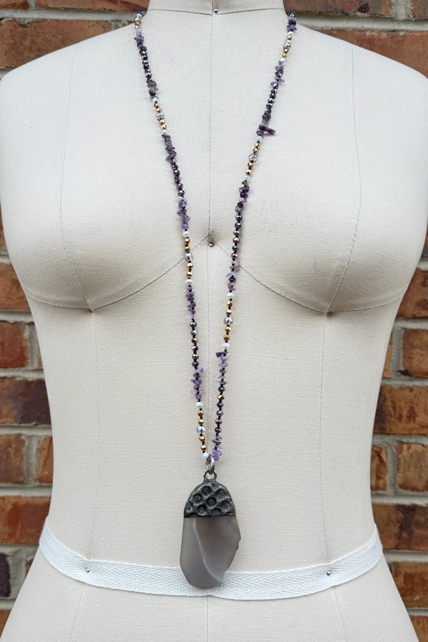 Gemstone Slab Necklace - ivyandlavyboutique ivyandlavyboutique