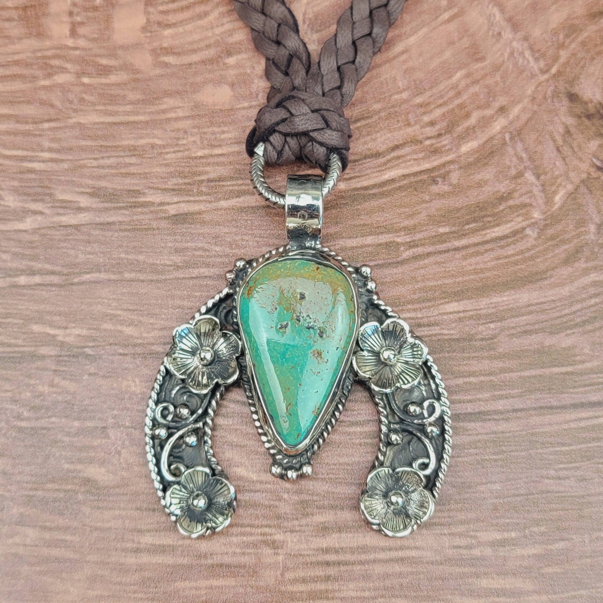 Genuine Turquoise Naja Pendant Beaded Necklace - ivyandlavyboutique ZINC Designs