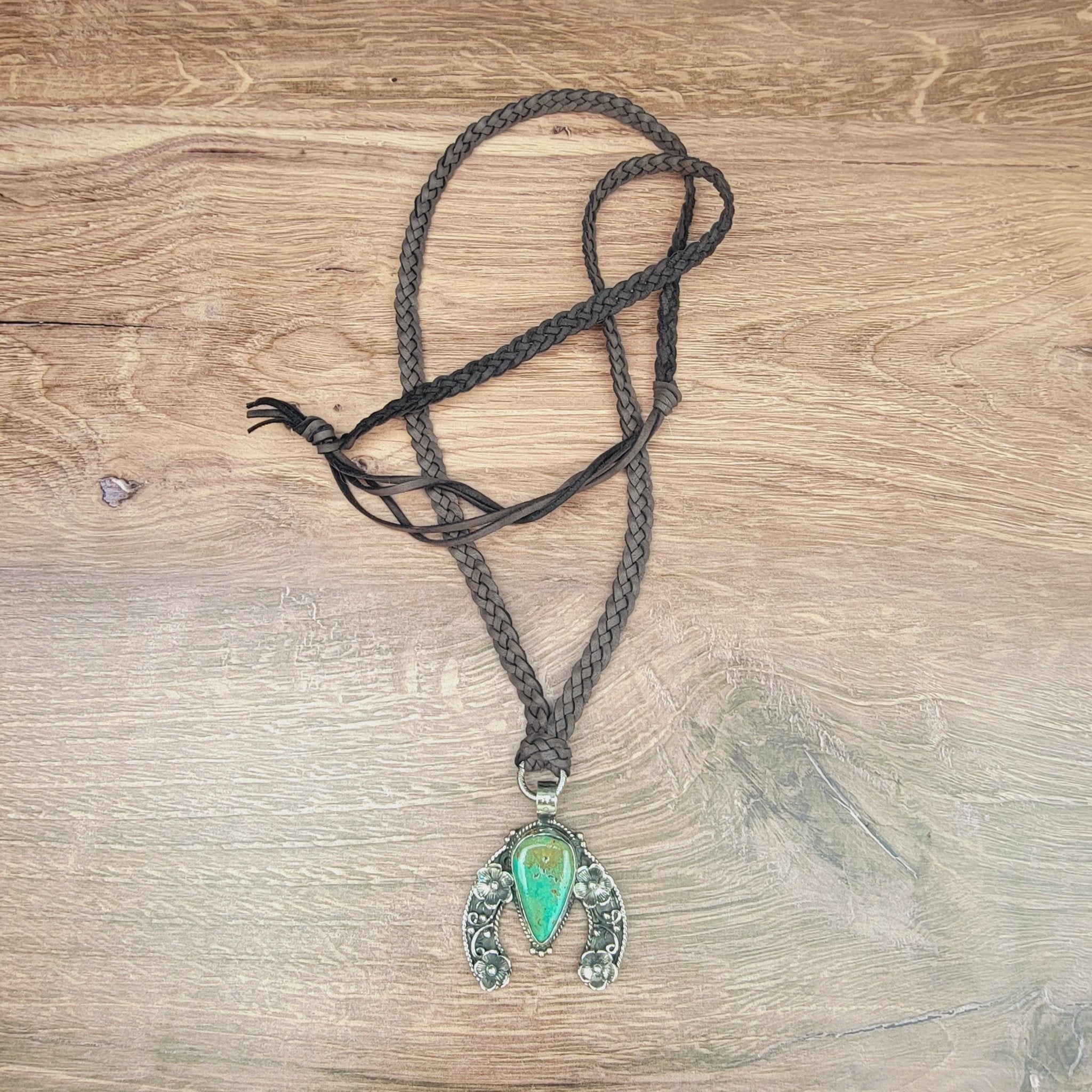 Genuine Turquoise Naja Pendant Beaded Necklace - ivyandlavyboutique ZINC Designs