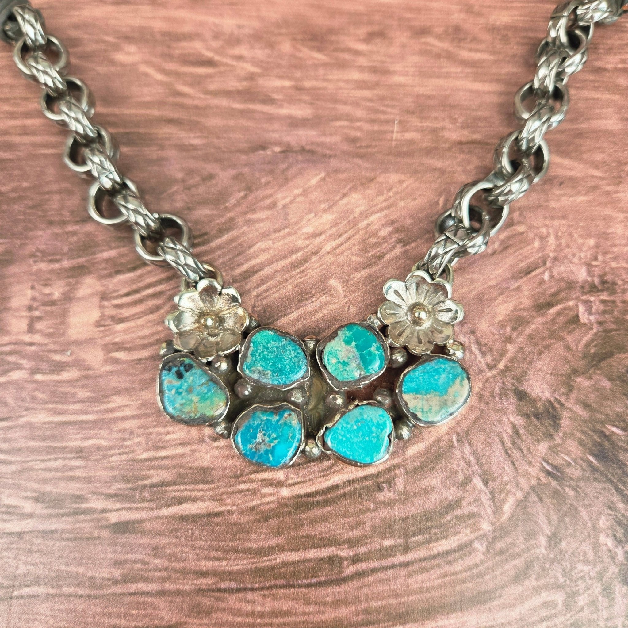 Genuine Turquoise Tibetan Pendant Chain and Leather Necklace - ivyandlavyboutique ZINC Designs