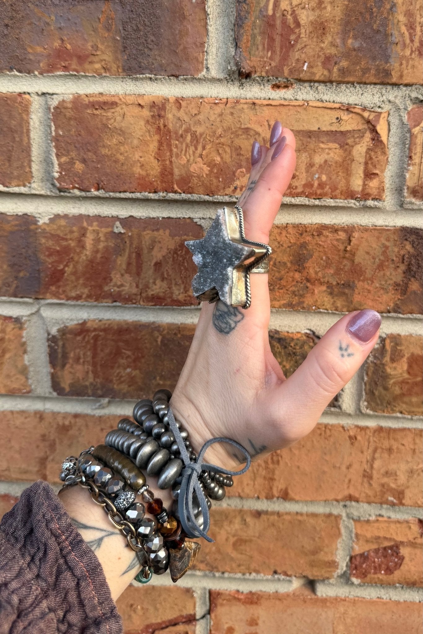 Geode Star Grey Combo Ring 2 - ivyandlavyboutique ivyandlavyboutique