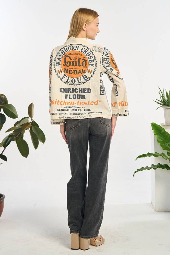 Gold Metal Printed Cropped Cardigan Summer Jacket - ivyandlavyboutique Kathmandu Imports