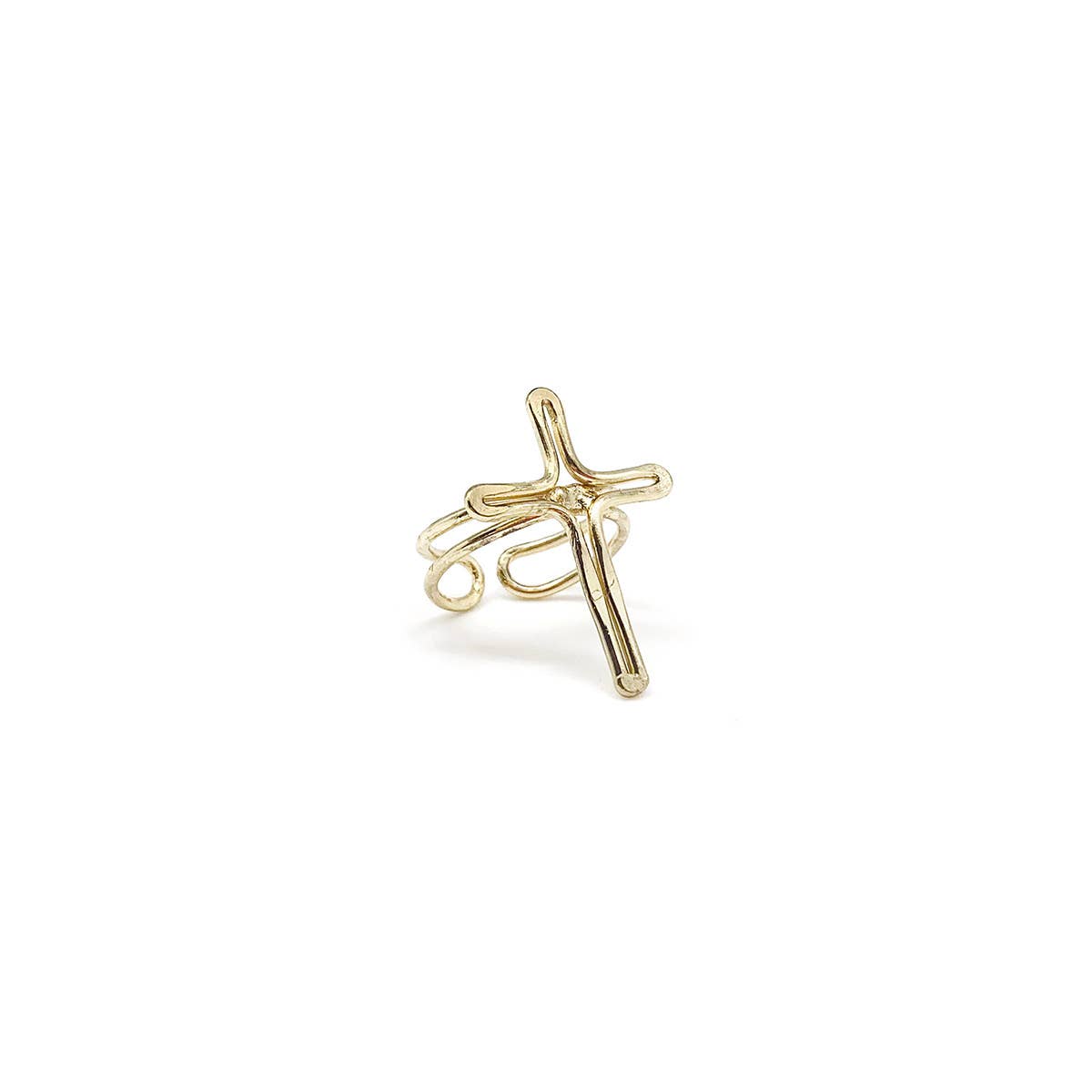 Gold Plated Adjustable Ring - Cross - ivyandlavyboutique Anju Jewelry