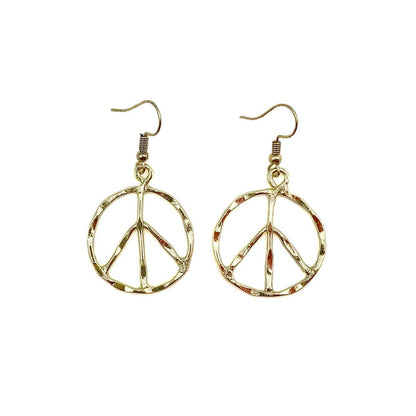 Gold Plated Earrings - Smaller Size Peace Sign - ivyandlavyboutique Anju Jewelry