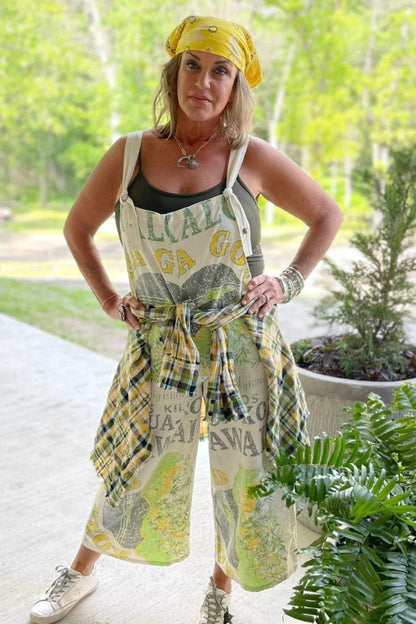Golden Combo Picnic Market Fresh Overalls Cottage Core Boho Flour Sack - ivyandlavyboutique Jaded Gypsy