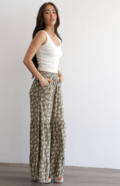 Green Goddess Floral Wide Leg Pant - ivyandlavyboutique ANGIE