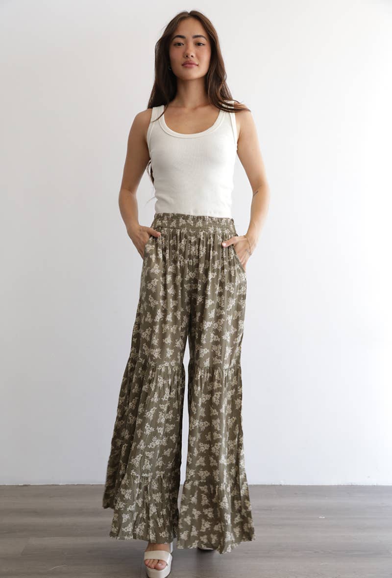 Green Goddess Floral Wide Leg Pant - ivyandlavyboutique ANGIE