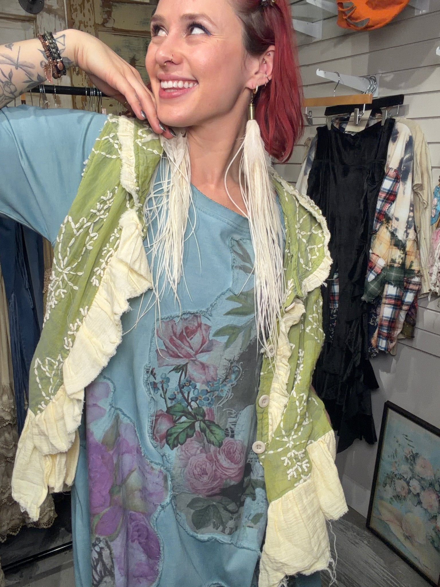 Green Meadows Embroidered Vest - ivyandlavyboutique A Rare Bird Shop