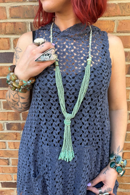 Green Seed Bead Statement Necklace - ivyandlavyboutique ivyandlavyboutique