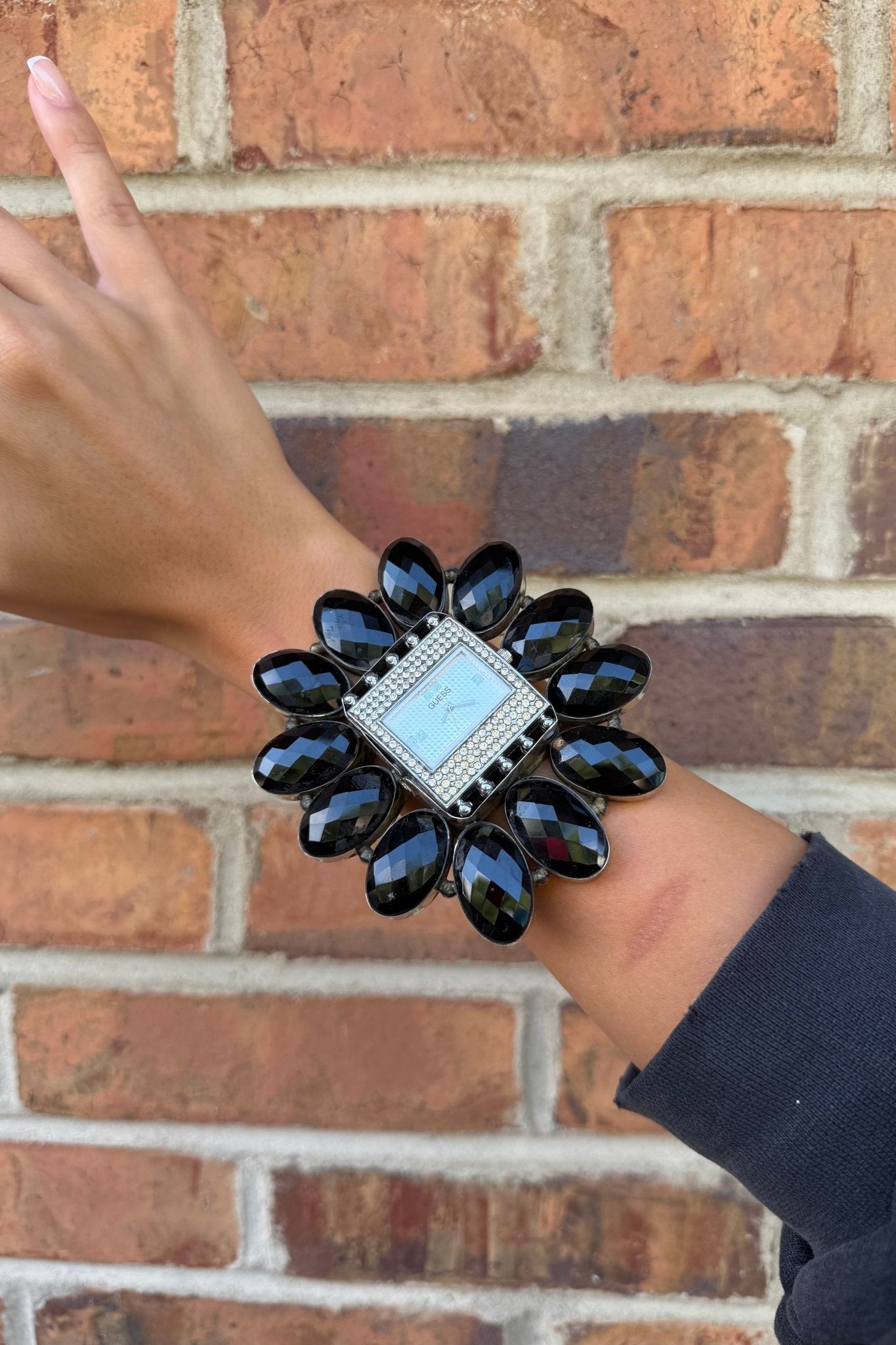 GUESS Bedazzled Watch Cuff/Black Crystal - ivyandlavyboutique ivyandlavyboutique