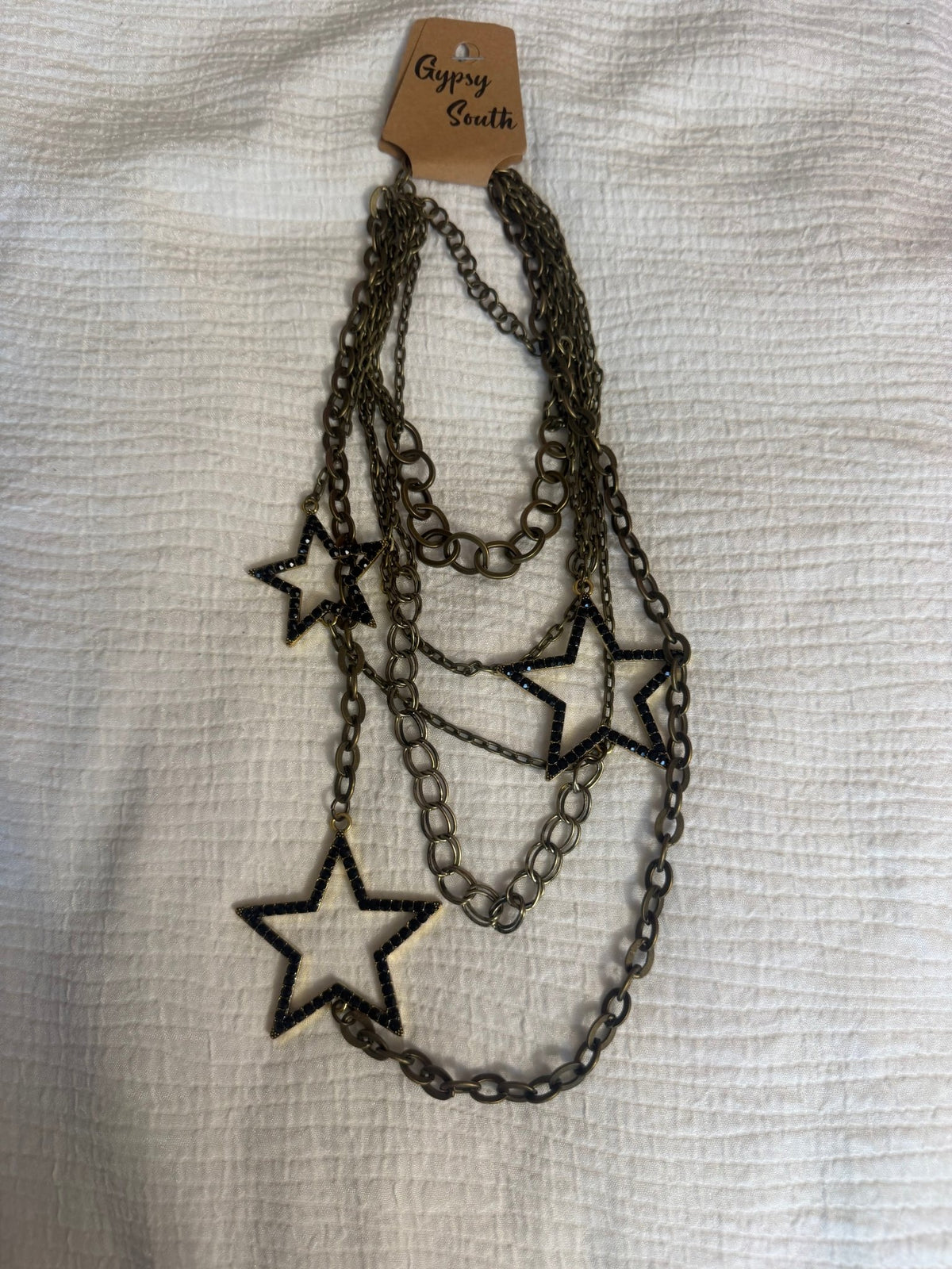 Gunmetal Star Shooter Rhinestone Necklace - Boho Wanderlust Boutique Gypsy South