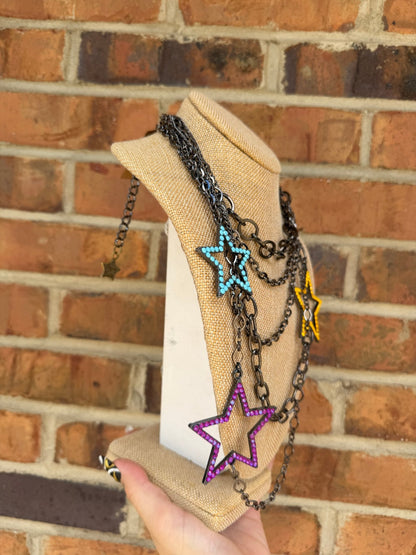 Gunmetal Star Shooter Rhinestone Necklace - ivyandlavyboutique ivyandlavyboutique