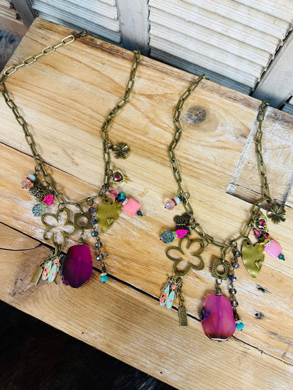 Gypsy Junk Necklace in Pink - ivyandlavyboutique Scooples Jewelry