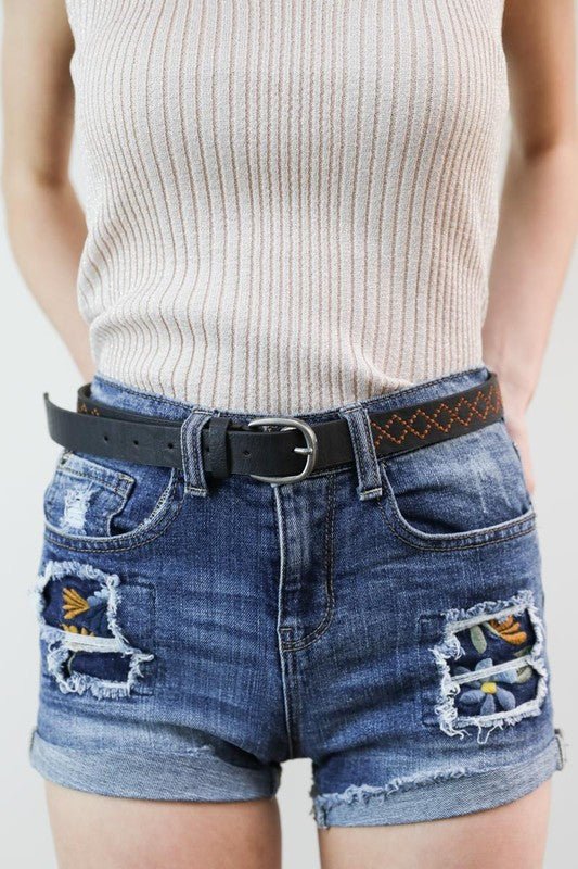 Haley Skinny Punched Out Belt - ivyandlavyboutique Leto Accessories