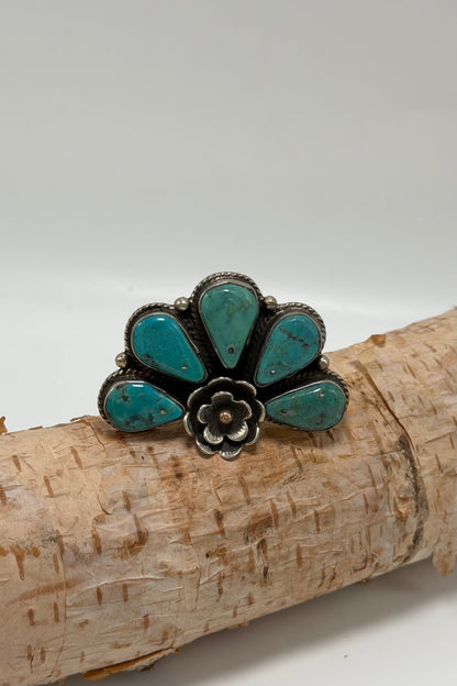 Half Squash Blossom Turquoise Ring - ivyandlavyboutique ivyandlavyboutique