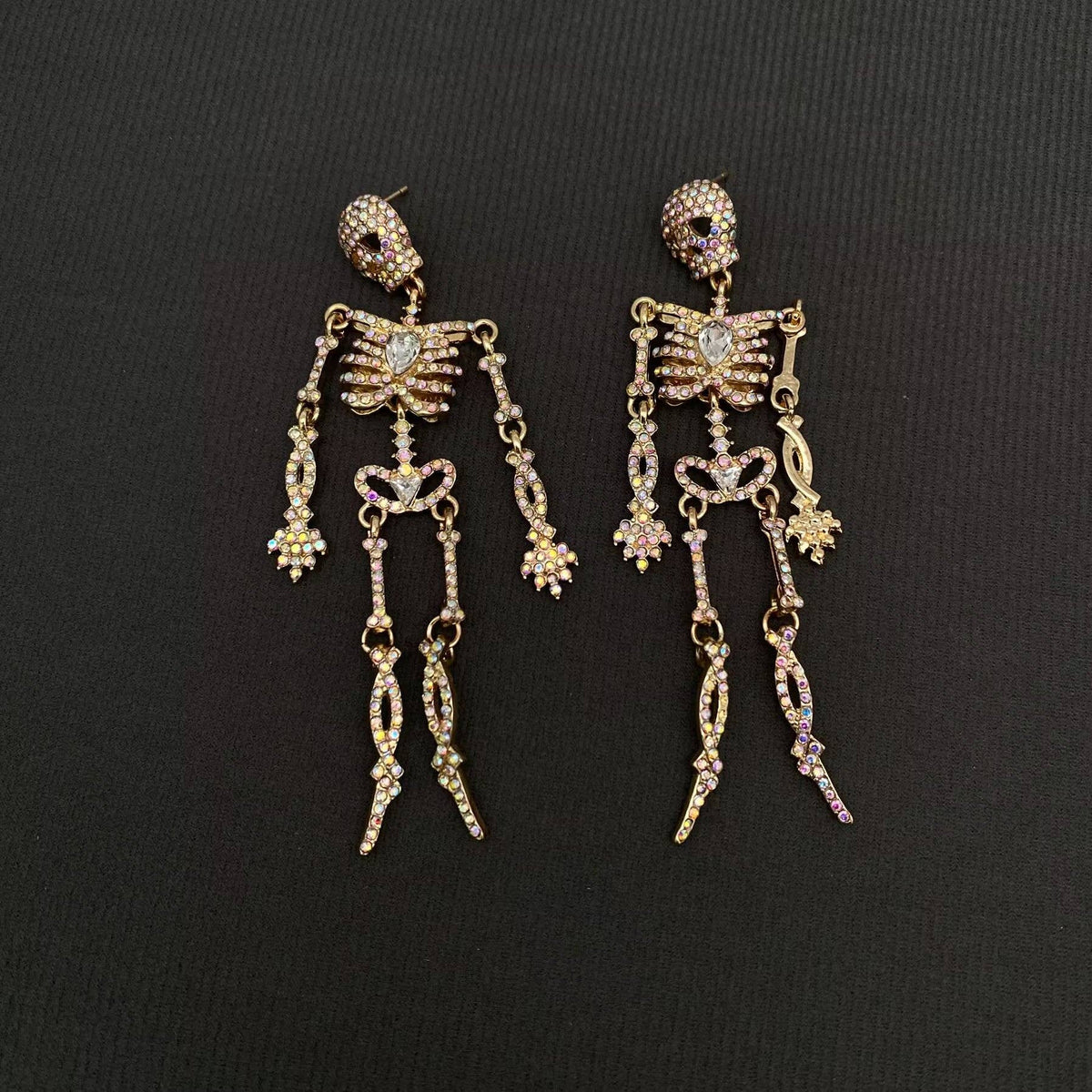 Halloween Rhinestones Skull Skeleton Dangle Earrings - GT: A - ivyandlavyboutique Mio Queena