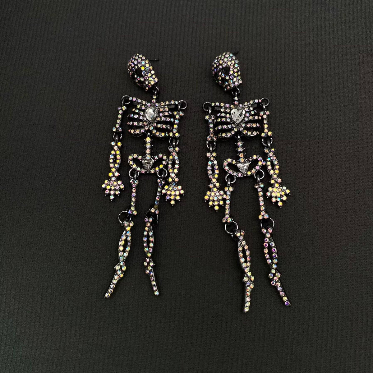 Halloween Rhinestones Skull Skeleton Dangle Earrings - GT: A - ivyandlavyboutique Mio Queena