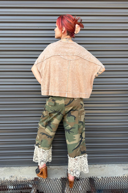 Halo Washed Oversized Top in Washed Brown - ivyandlavyboutique Zenana
