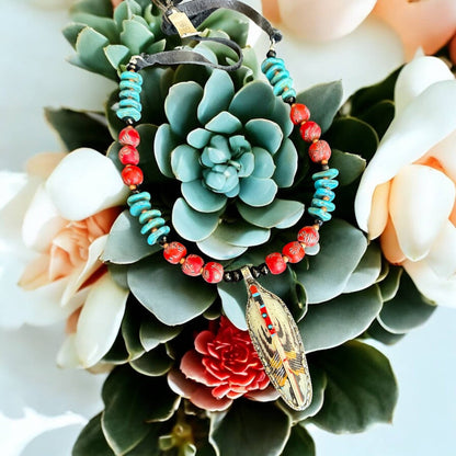 Hand Painted Bone Feather Necklace - ivyandlavyboutique A Rare Bird Shop