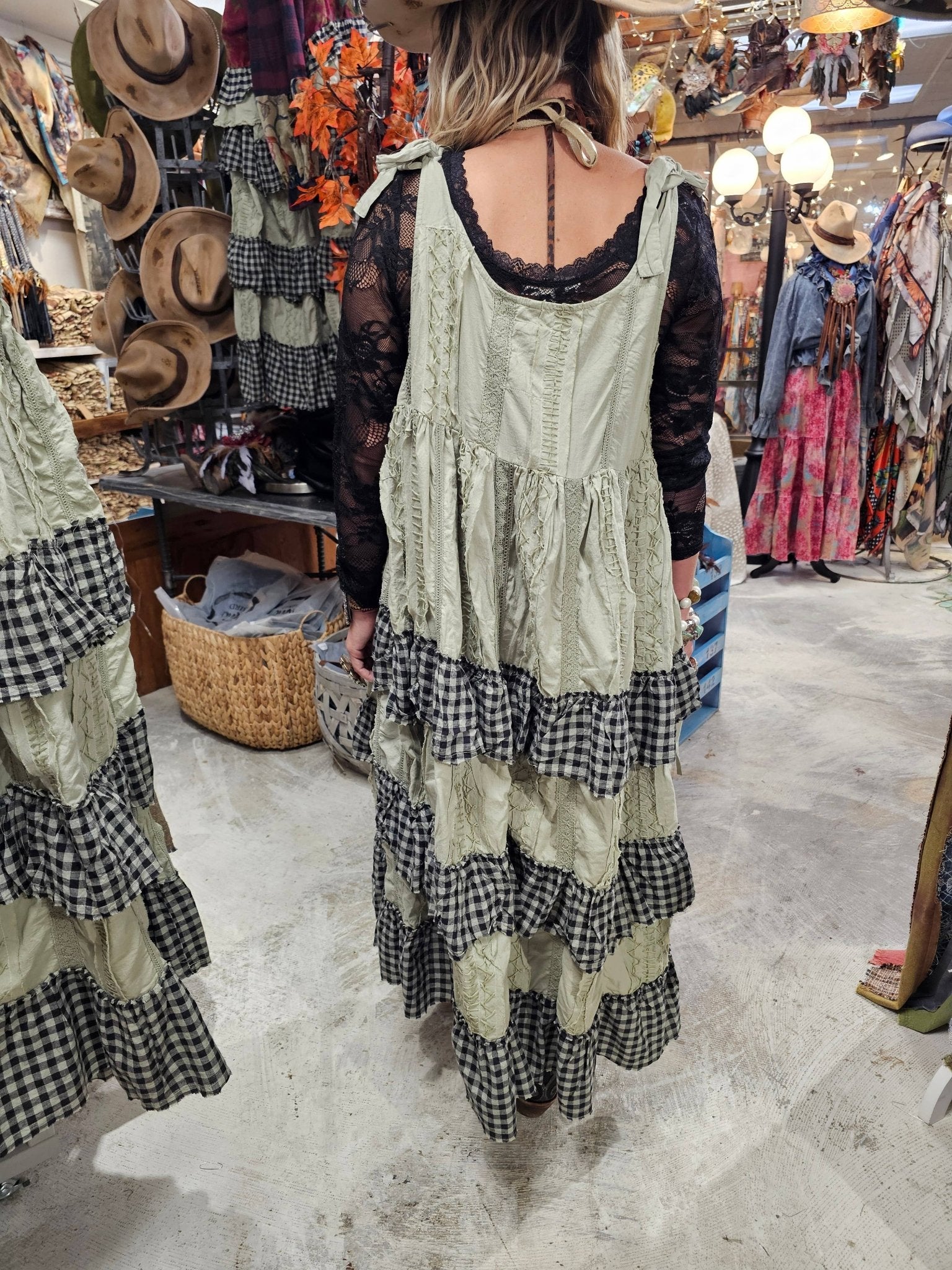 Hand Stitched Check Dress - ivyandlavyboutique A Rare Bird Shop