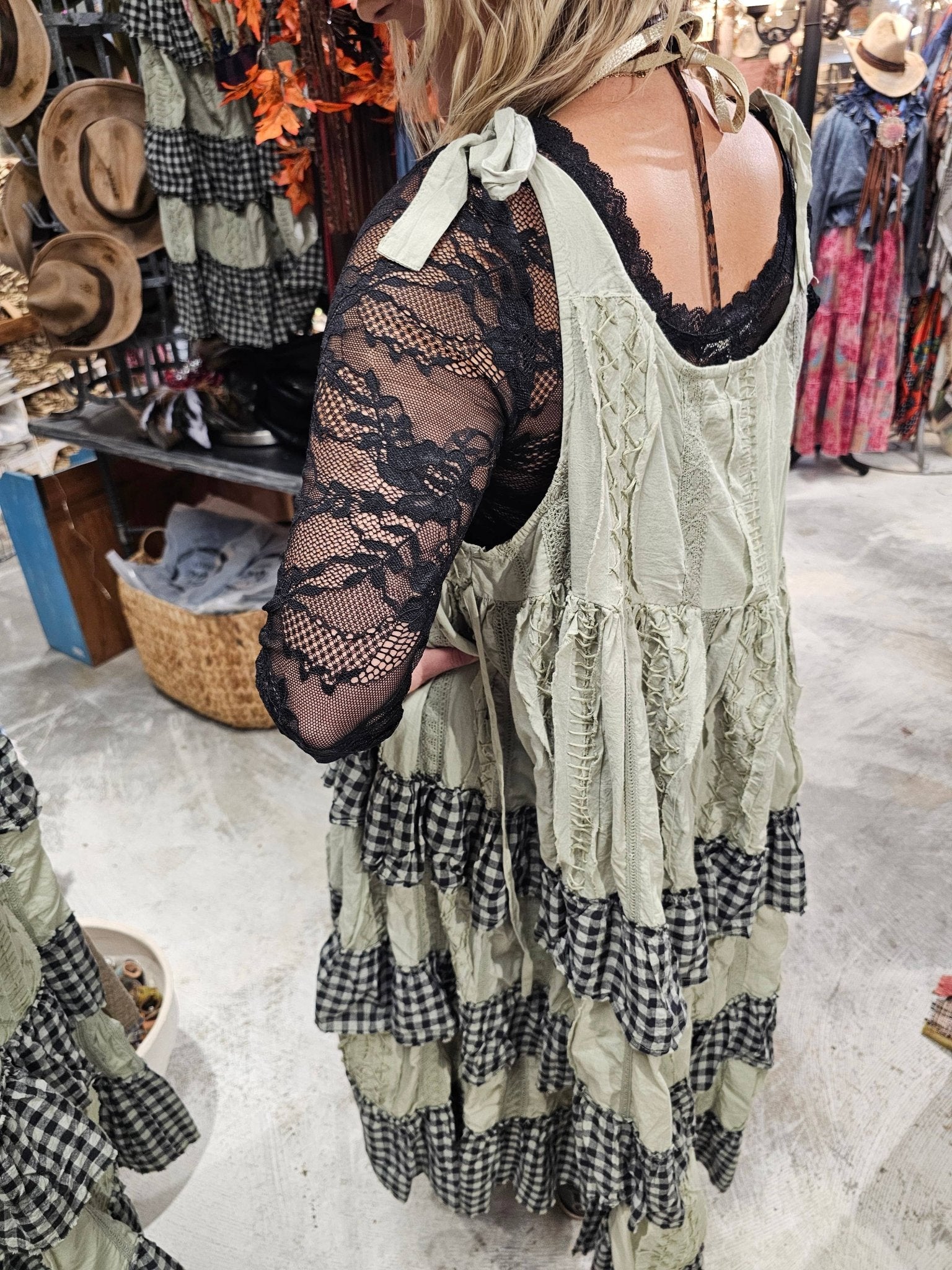 Hand Stitched Check Dress - ivyandlavyboutique A Rare Bird Shop