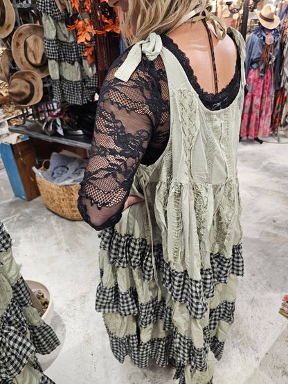 Hand Stitched Check Dress - ivyandlavyboutique A Rare Bird Shop