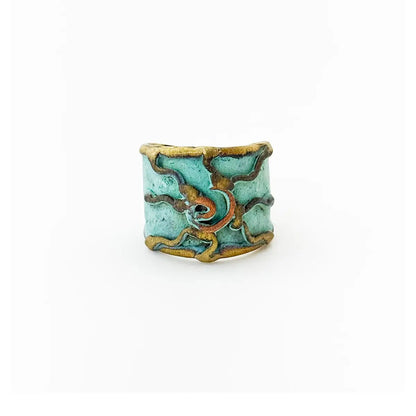 Handcrafted Verdigris River Swirl Brass Patina Ring - ivyandlavyboutique Anju Jewelry