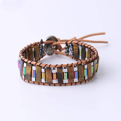 Handmade Cuboid Natural Stone Beaded Woven Bracelet - CS: Green Aventurine - ivyandlavyboutique Mio Queena