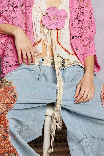 Handmade Trim Detail Crochet Flower Belt - ivyandlavyboutique Pol Clothing