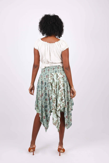 Hankerchief Hem Skirt: Mint Meadow Patchwork - ivyandlavyboutique Sacred Threads