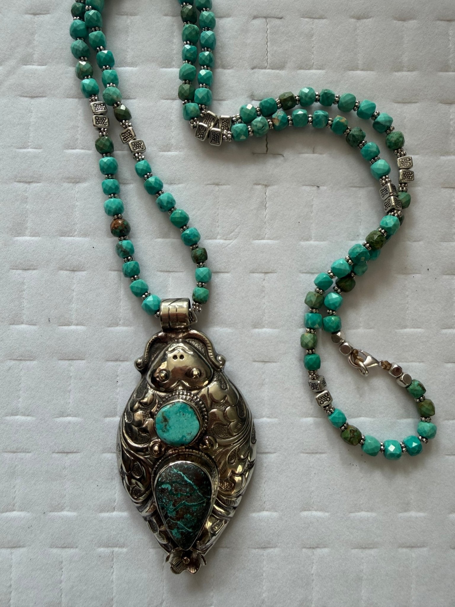 Happy Buggy Drop Necklace on Turquoise - ivyandlavyboutique ivyandlavyboutique