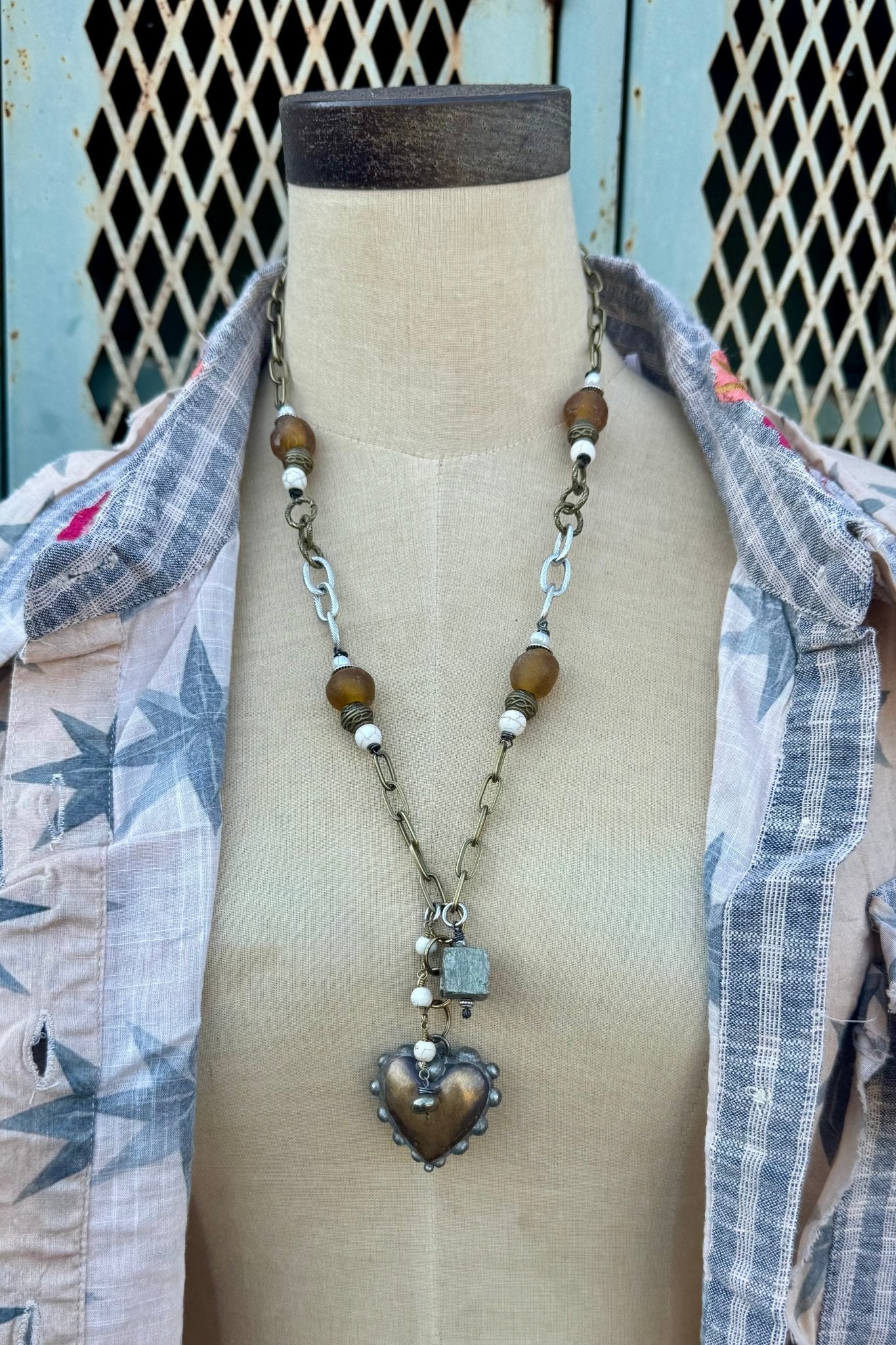 Heart of Brass Handmade Statement Necklace - ivyandlavyboutique ivyandlavyboutique