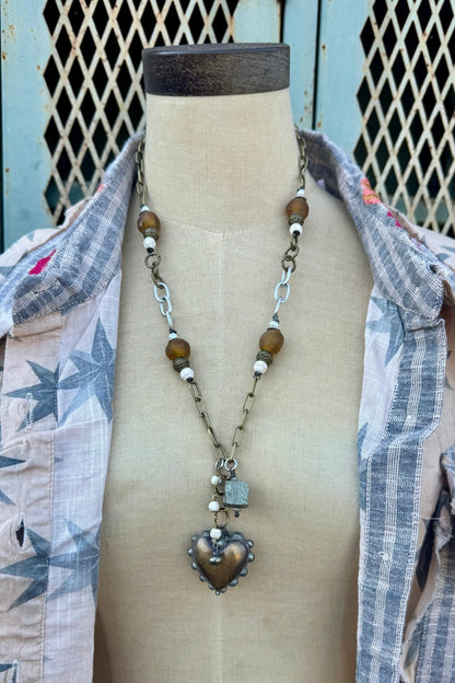 Heart of Brass Handmade Statement Necklace - ivyandlavyboutique ivyandlavyboutique