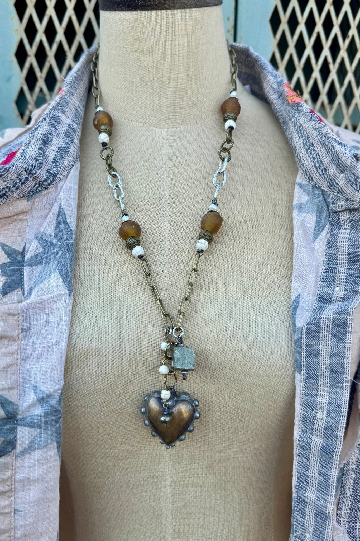 Heart of Brass Handmade Statement Necklace - ivyandlavyboutique ivyandlavyboutique
