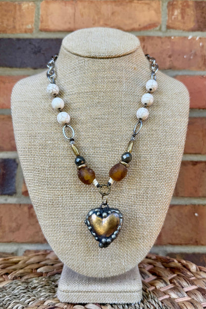Heart of Brass Short Handmade Necklace - ivyandlavyboutique ivyandlavyboutique